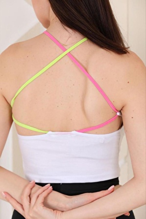 Sırt Detay Neon Askılı Crop Body