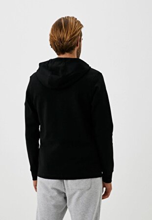 Erkek Sweatshirt Siyah Kapüşon Detaylı Ön Cepli 3 İplik Logo Detaylı Sweatshirt NCS JEANS 1650