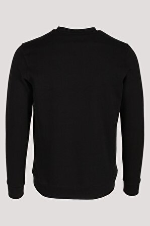 Erkek Sweatshirt Siyah Ön Cep Detaylı Relaxed Fit Double Face Crewneck NCS JEANS 1640
