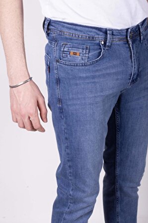Erkek Kot Pantolon Slim Fit Mavi Düz Paça 5 Cepli Jean NCS JEANS 2248 6096