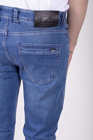 Erkek Kot Pantolon Slim Fit Mavi Düz Paça 5 Cepli Jean NCS JEANS 2249 6142