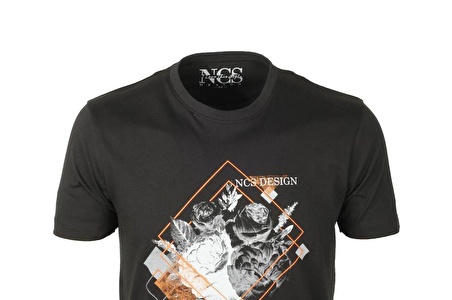 Ncs Siyah Bisiklet Yaka Baskılı Slim Fit T-shirt Ncs 1194