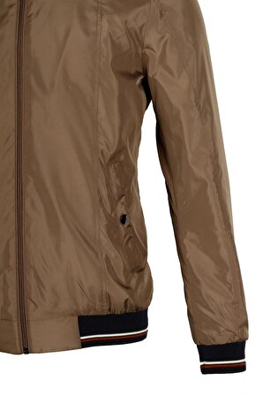 Erkek Vizon Ribanalı Slim Fit Bomber Ceket Baharlık ve Mevsimlik Jeans 4986