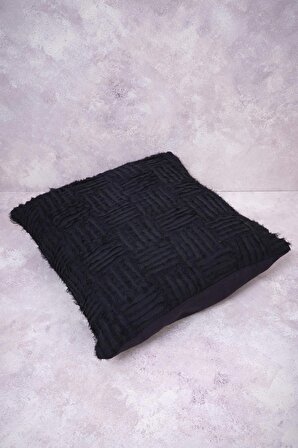 Peraluna FOAM PILLOW Şifon Şerit Triko Yastık Kılıfı 45X45 CM Siyah