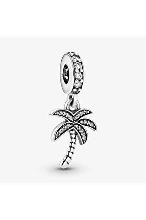 Palmiye Ağacı Sallantılı Gümüş Charm