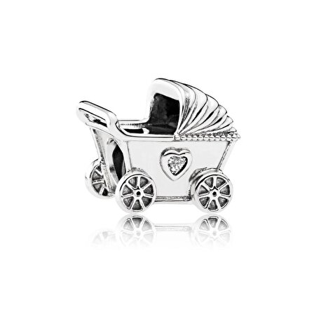 Bebek Arabası Model Gümüş Charm