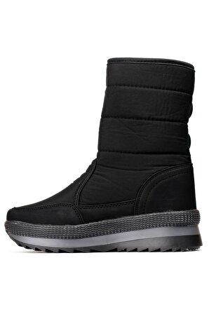 Pabucchi Kışlık Kadın içi Kürklü Termal Kar botu kışlık Kaymaz Taban Outdoor Ayakkabı Siyah