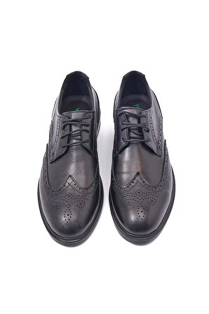 Yepa Hone Hakiki Deri Bağcıklı Zımbalı Siyah Erkek Klasik Ayakkabı