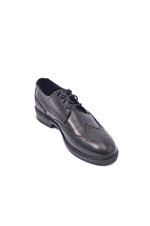 Yepa Hone Hakiki Deri Bağcıklı Zımbalı Siyah Erkek Klasik Ayakkabı