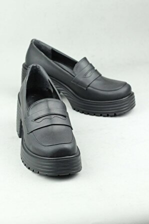 Punto 552226 Kalın Yüksek Topuklu Günlük Loafer Ayakkabı Kadın