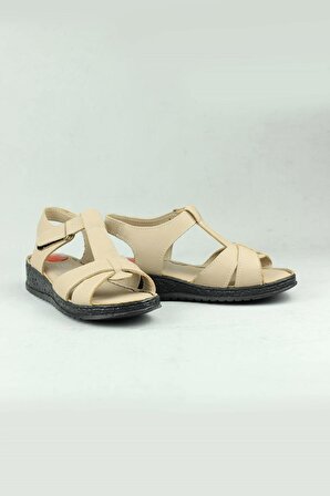 Dr.Pabucchi Haffaf Jel Topuk 0202 Hakiki Deri Comfort Sandalet Kadın