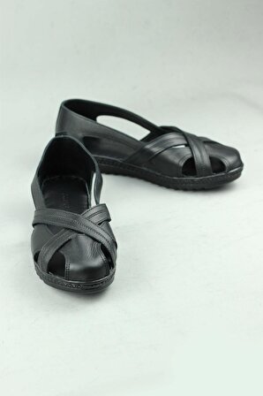 Punto 555005 Hakiki Deri Sandalet Babet Ayakkabı Kadın