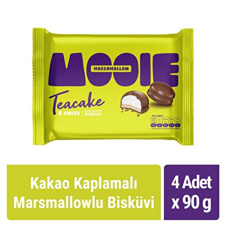 Mooie Kakao Kaplamalı Marshmallowlu Bisküvi 90 gr x 4 Adet