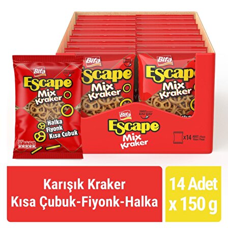 Bifa Escape Mix Kraker Kısa Çubuk - Fiyonk - Halka 150 gr x 14 Adet