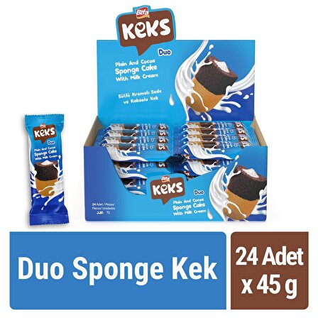 Bifa Keks Sponge Kek Duo Sade ve Kakaolu 45 gr x 24 adet