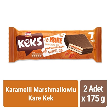 Bifa Keks Kare Kek Karamelli Marshmallowlu 175 gr x 2 Adet