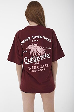 Unisex Oversize California Baskılı Salaş Kesim T-shirt