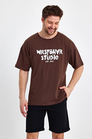 Erkek Wrstbhvr Est. 2014 Baskılı Oversize T-shirt