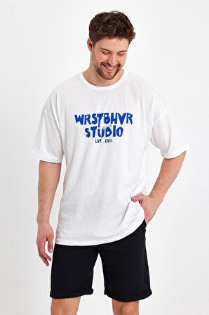 Erkek Wrstbhvr Est. 2014 Baskılı Oversize T-shirt