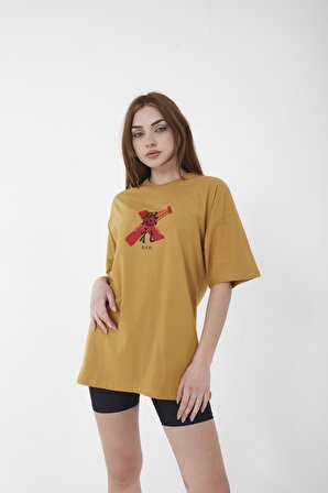 Unisex Oversize Osaka Baskılı Pembe T-shirt