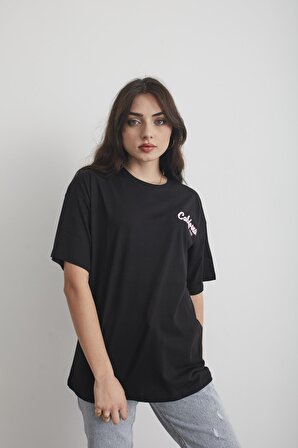 Kadın California Baskılı Oversize T-shirt