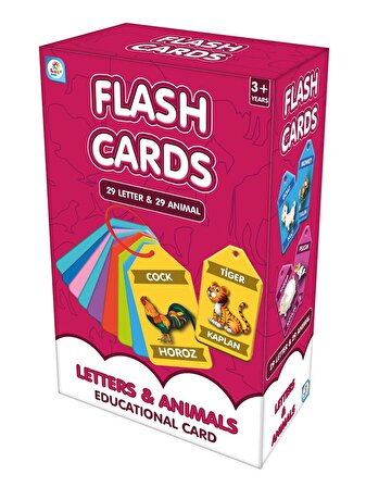 Türkçe - İngilizce Eğitim Oyunu Flash Kartlar İlk Kelimelerim Hayvanlar 24 Parça