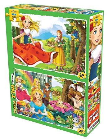 Laço Kids Prenses Ve Arkadaşları 2 si 1 Arada 4+ Yaş Büyük Boy Puzzle 50 - 100 Parça