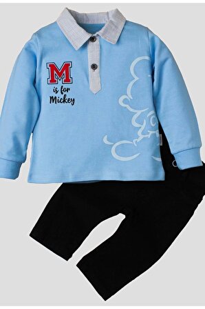 Erkek Bebek Mickey Polo Takım Pantolon Üst İkili Takım