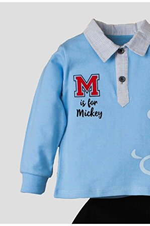 Erkek Bebek Mickey Polo Takım Pantolon Üst İkili Takım