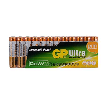 GP Ultra Alkalin AAA İnce Kalem Pil Value Pack 24AU-VS12 12'li