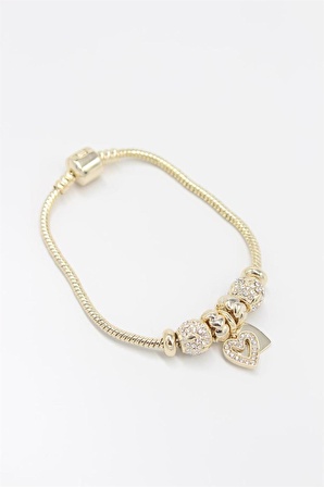 ÇELİK GOLD KALP CHARM PANDORA BİLEKLİK