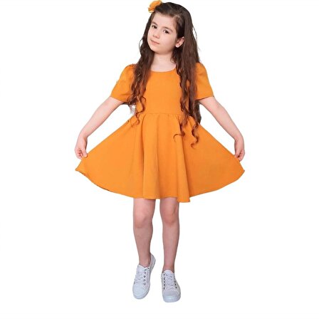 Kız Çocuk Baharlık Hardal Elbise