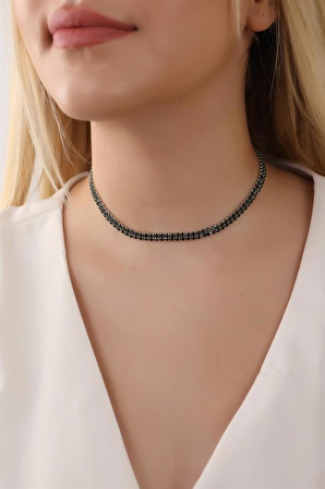 Yeşil Renk Su Yolu 2 Sıralı Taşlı Choker Kolye Taşlı Kolye Trend Choker Kolye Gerdanlık