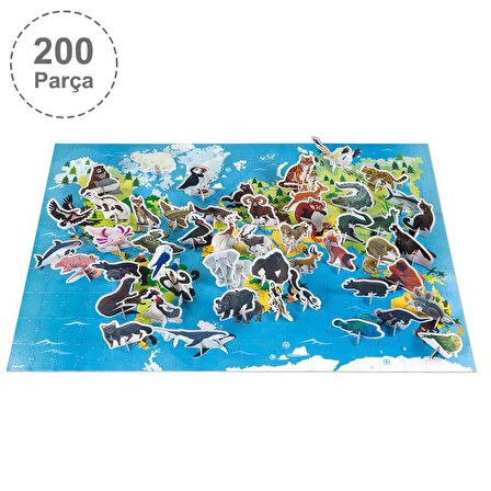 Janod 200 Parça Figürlü Puzzle - Hayvanlar