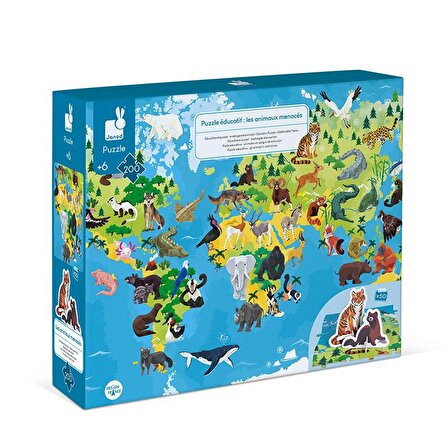 Janod 200 Parça Figürlü Puzzle - Hayvanlar