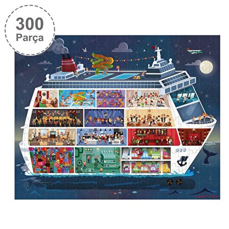 Janod 100 ve 200 Parça Çift Taraflı Çantalı Puzzle - Gemi