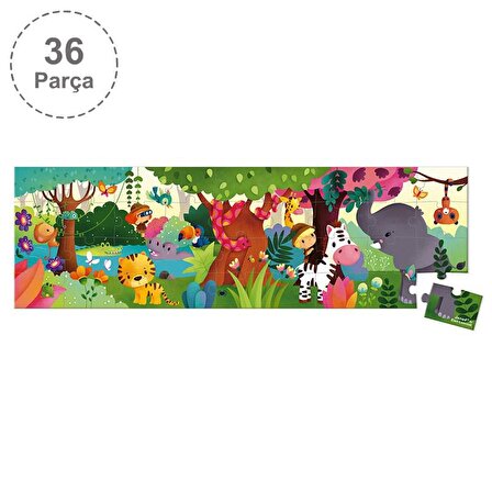 Janod 36 Parça Çantalı Panoramik Puzzle - Orman