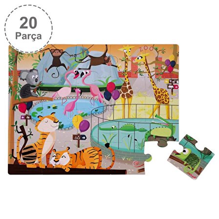 Janod 20 Parça Dokun Hisset Puzzle - Hayvanat Bahçesi