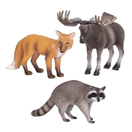 Terra Orman Hayvanları 3'lü Set - Tilki, Geyik ve Rakun