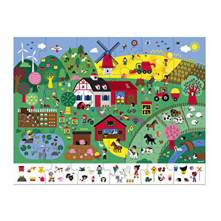 Janod 24 Parça Çantalı Puzzle ve Bulmaca - Çiftlik