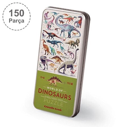 Crocodile Creek Metal Kutu Puzzle - 150 Parça - Dinozorların Dünyası