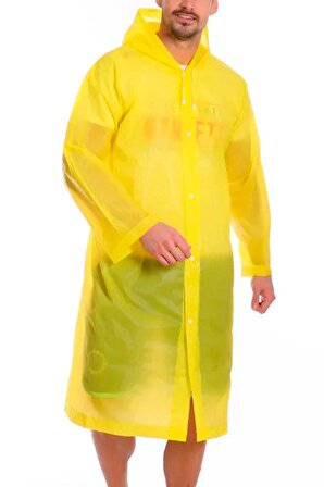 Kadın Erkek Yağmurluk Kapüşonlu Çıtçıtlı Eva Sarı Yağmurluk M21MRC881R01