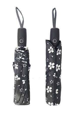 Marlux Siyah Çiçek Desenli Tam Otomatik  Kadın Şemsiye M21MAR706R002