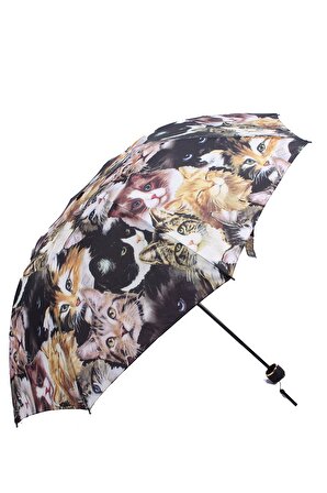 Marlux Kedi Desenli 8 Telli Manuel Rüzgara Dayanıklı Şemsiye M21MAR603R01