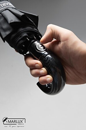 Marlux Siyah Karbon Baston Saplı Tam Otomatik Premium Lüks Erkek Şemsiye M21MAR1006M