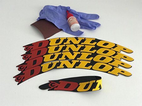 Dunlop Sarı Kalıcı Lastik Yazısı Dunlop Sticker 8 Kit Büyük Boy