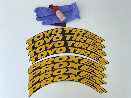 Toyo Tires Proxes Sarı Kalıcı Lastik Yazısı Toyo Tires Proxes Sticker 8 Kit