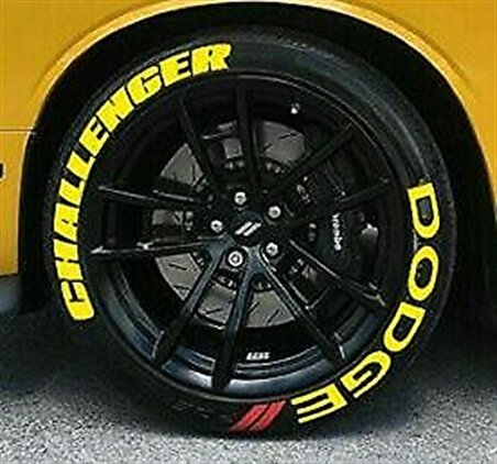 Dodge Challenger Sarı Kalıcı Lastik Yazısı Dodge Challenger Sticker 4 Kit