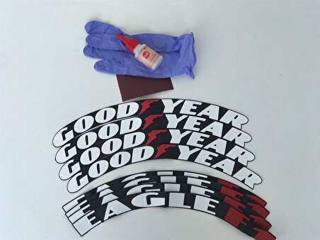 Good Year Eagle F1 Beyaz Kalıcı Lastik Yazısı Good Year Eagle F1 Sticker 8 Kit Büyük Boy