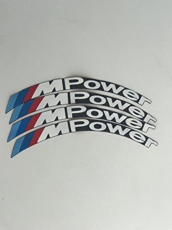 M Power Beyaz Kalıcı Lastik Yazısı M Power Sticker 8 Kit Büyük Boy